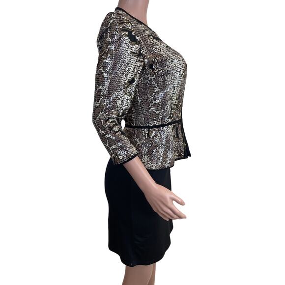 Frank Lyman Jacket Womens 4 Black Metallic Sequin Zip Blazer Cocktail Evening - Picture 4 of 16